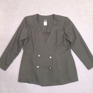 Vintage Helen Blake Blazer Jacket Womens Size 14 Green Black USA‎ Made Office